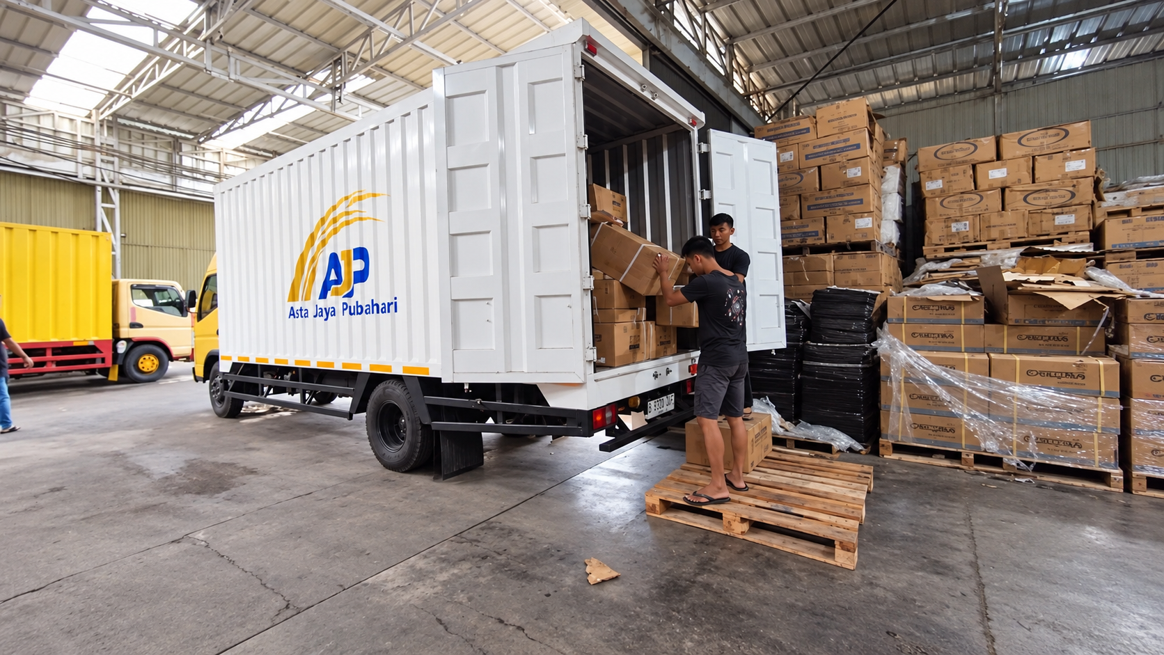 Pemuatan barang ke armada truk di gudang